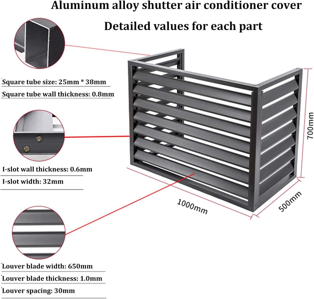  Housse De Climatiseur En Aluminium Toutes Saisons - Décoration Extérieure Pour Climatiseurs Et Poubelles - Protection Autonome Pour équipements Extérieurs
