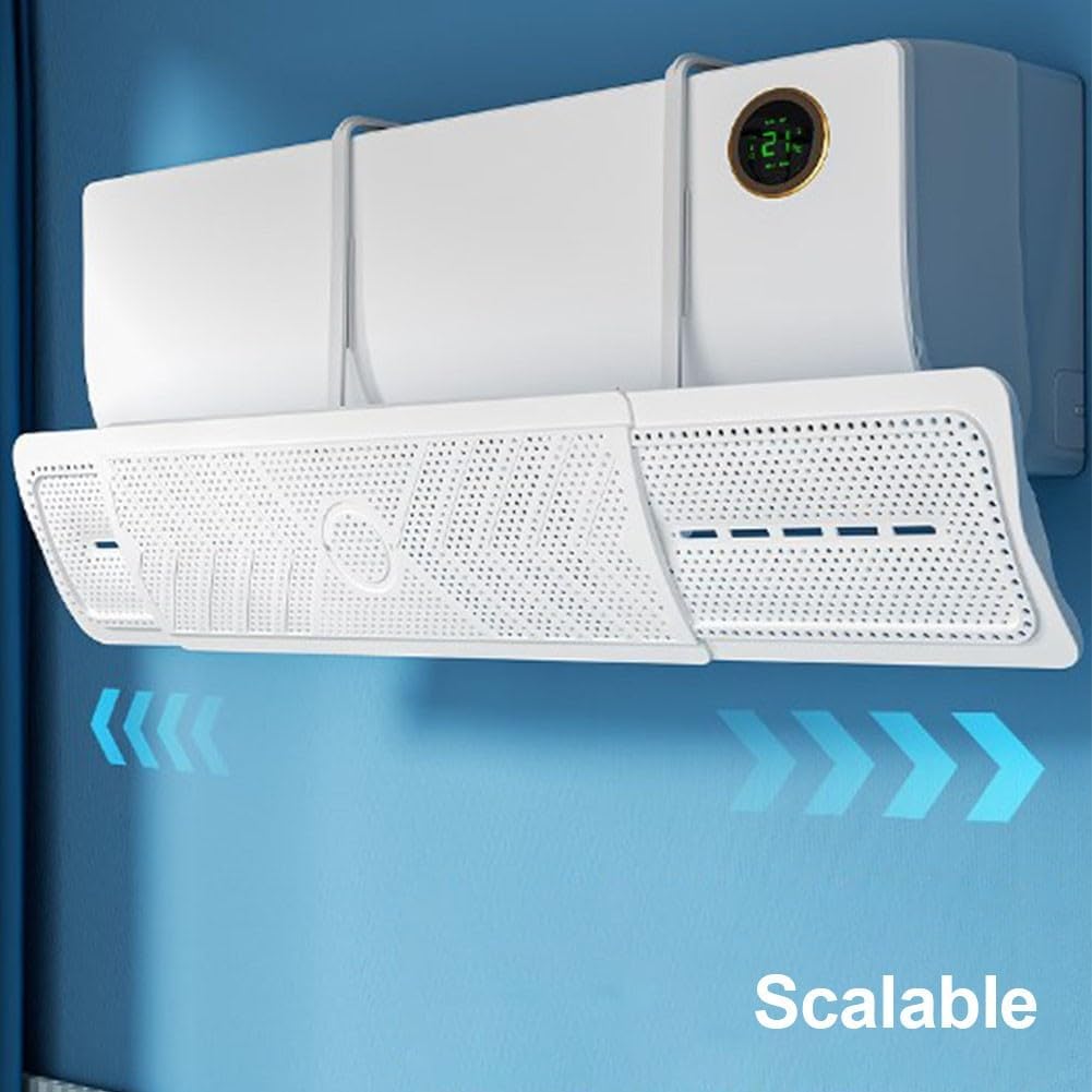  Whychstore Déflecteur De Climatisation Réglable, Pare-brise Mural Pour éviter Le Soufflage Direct, Plastique Rétractable 60-93 Cm, Blanc