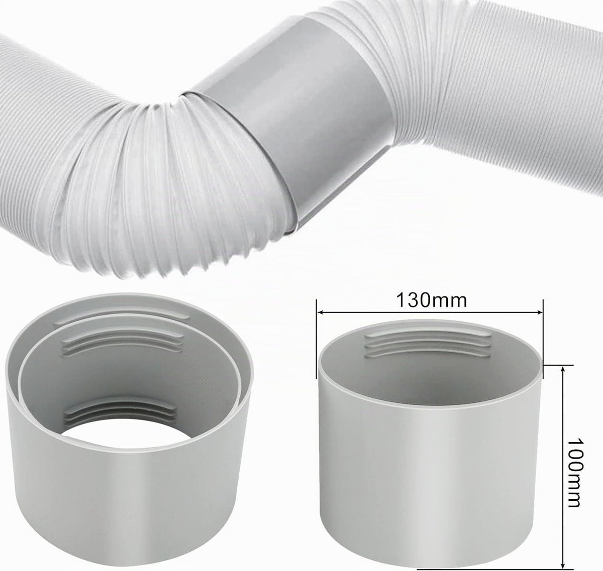  Adaptateur De Tuyau D'échappement Climatiseur Ø130mm,Climatiseur Adaptateur De Tuyau De Fenêtre,Pour Climatisation,Déshumidificateur,Sèche Linge