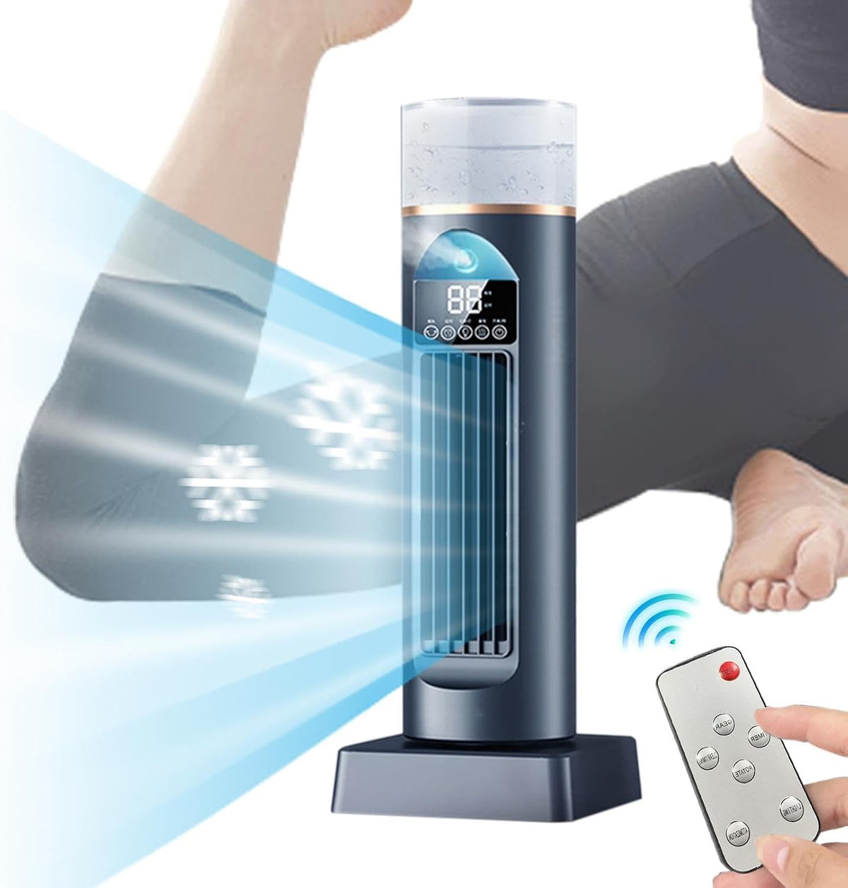  Ventilateur De Climatiseur – Refroidisseur D'air Par Évaporation Sans Pales, Ventilateur De Refroidissement Avec Minuterie À Distance, Système D'humidification D'espace Silencieux | Dispositif De Refr