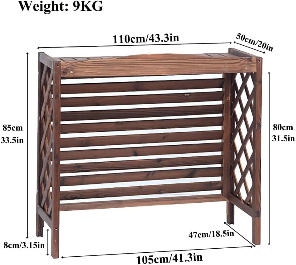  Housse De Protection Pour Climatiseur D'extérieur En Bois Marron, 110 X 50 X 85 Cm, Résistante Aux Intempéries, Support De Plantes De Jardin élégant Et Design élégant