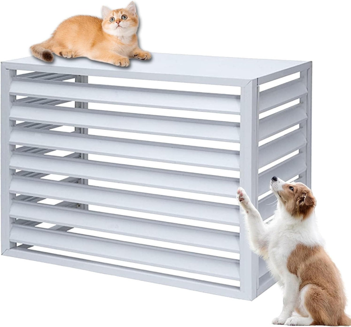 GENERIC Housse En Aluminium Pour Climatiseur Extérieur - Blanc - 100 Cm - Protège Les Unités De Climatisation - Poubelles - Sécurité Des Animaux Domestiques - Panneaux De Clôture D'isolation Des Feuilles.