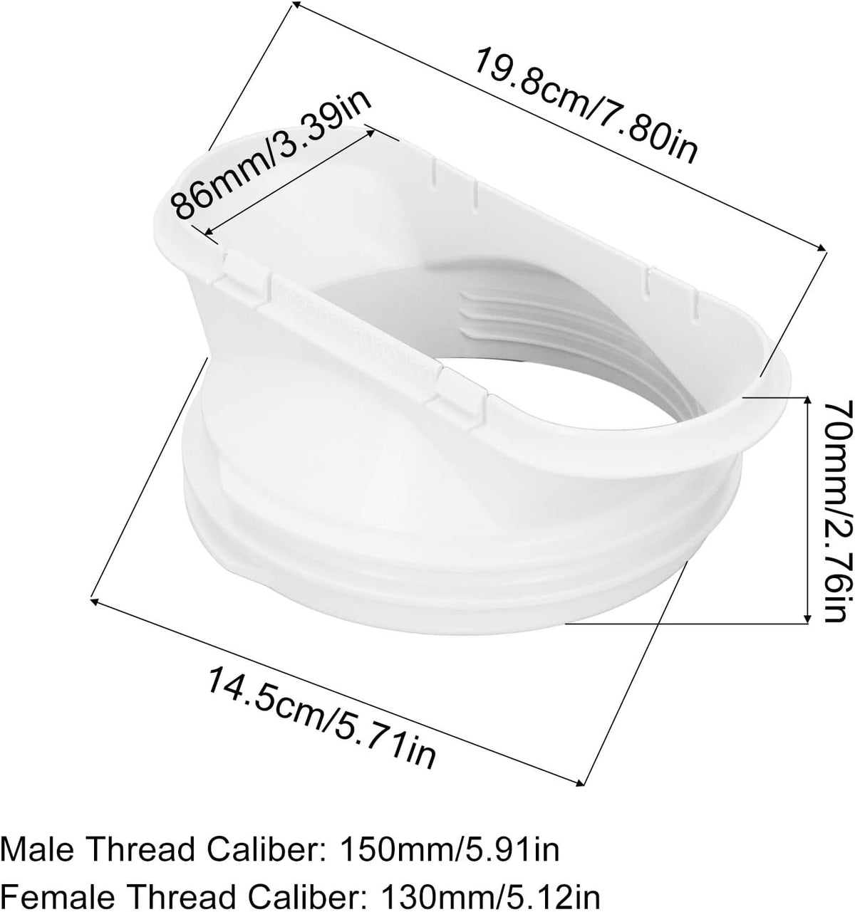  Interface De Tuyau De Conduit D'échappement De Climatiseur Adaptateur, 150mm/5.9in 130mm/5in Connecteur De Buse Plate Interface De Connecteur De Tuyau De Fenêtre D'échappement Coupleur De Climatiseur