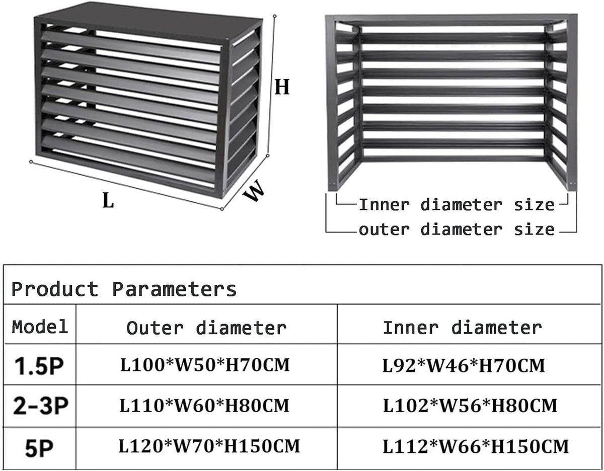 GENERIC Housse Antivol En Alliage D'aluminium Pour Climatiseur Avec Volet Extérieur Ionique Résistant Aux Intempéries Et Bouclier Sécurisé Pour Unités CVC
