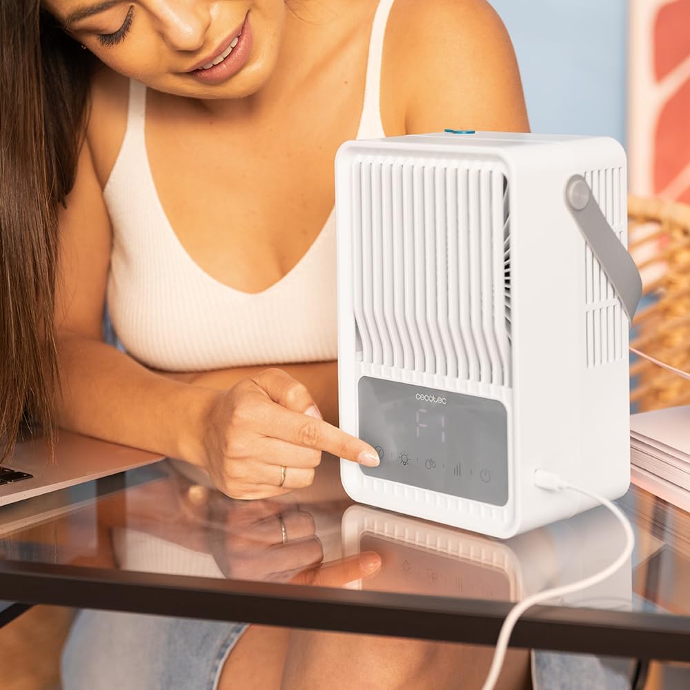  Cecotec Climatiseur Portatif EnergySilence 500 DeskChill Smart, Capacité De 500 Ml, Contrôle Tactile, 3 Vitesses, Minuterie Jusqu'à 8h Et AutoOff, Éclairage LED