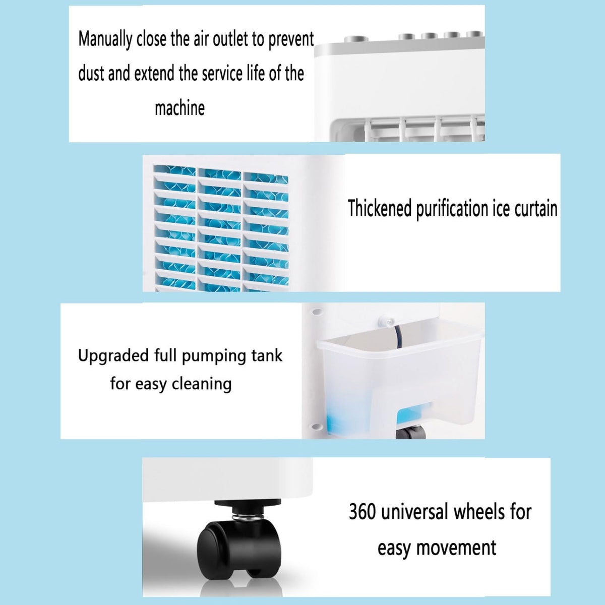 GENERIC Windowless Portable Air Conditioners 9L Evaporative Air Cooler LED Display Portable Cooling Fan Air Purifier 3 Speeds 90°Oscillating 8H Timer Cooling AC Unit Humidifier For Home Office Bedro