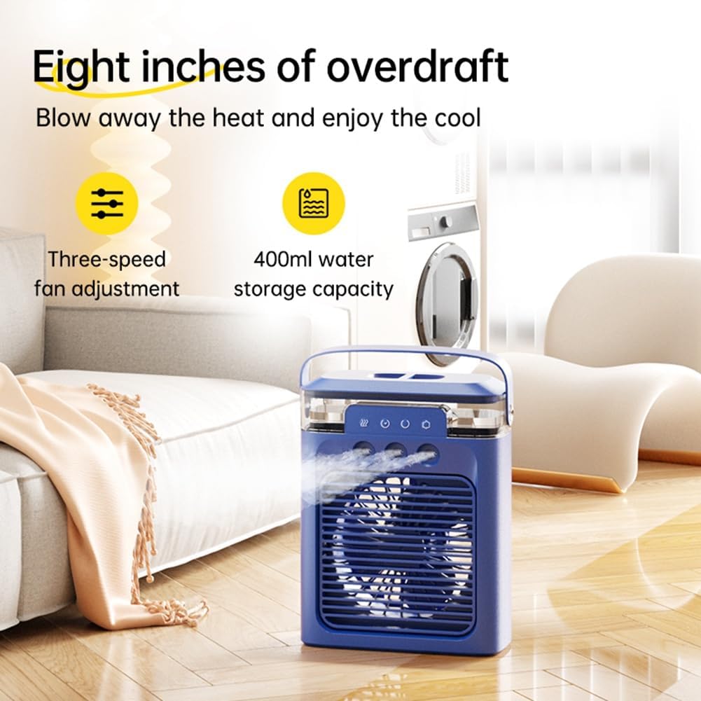  Ventilateur De Refroidissement Portable Pour Climatiseur Mini Refroidisseur D'air Par évaporation Avec Lumière LED 7 Couleurs 3 Buses Pour Bureau Table De Chevet D