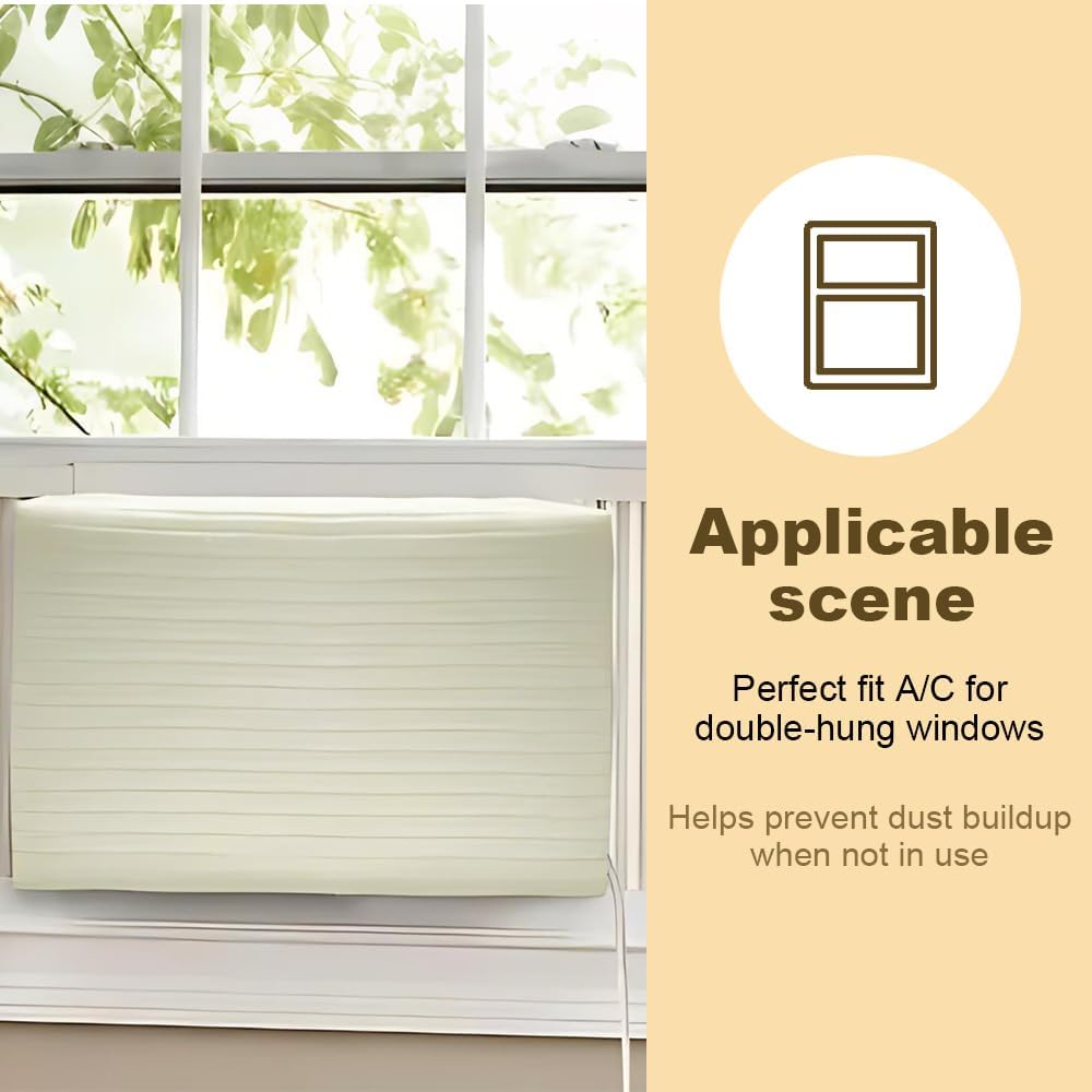  Housse De Fenêtre Pour Climatiseur Intérieur, Housse De Climatiseur Pour Unités Murales, De Climatiseur Couverture Pour Fenêtre Couvercle Poussière Facile à Installer ( 64 X 47 X 8,5 Cm, Beige)