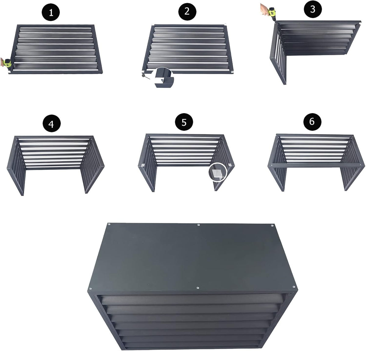  Couvercle De Climatiseur Extérieur En Aluminium Et Boîtier De Pompe à Chaleur, écran De Clôture De Protection Pour Unités De Climatisation, Bouclier De Condensateur Autonome Pour Ordures Ou CVC