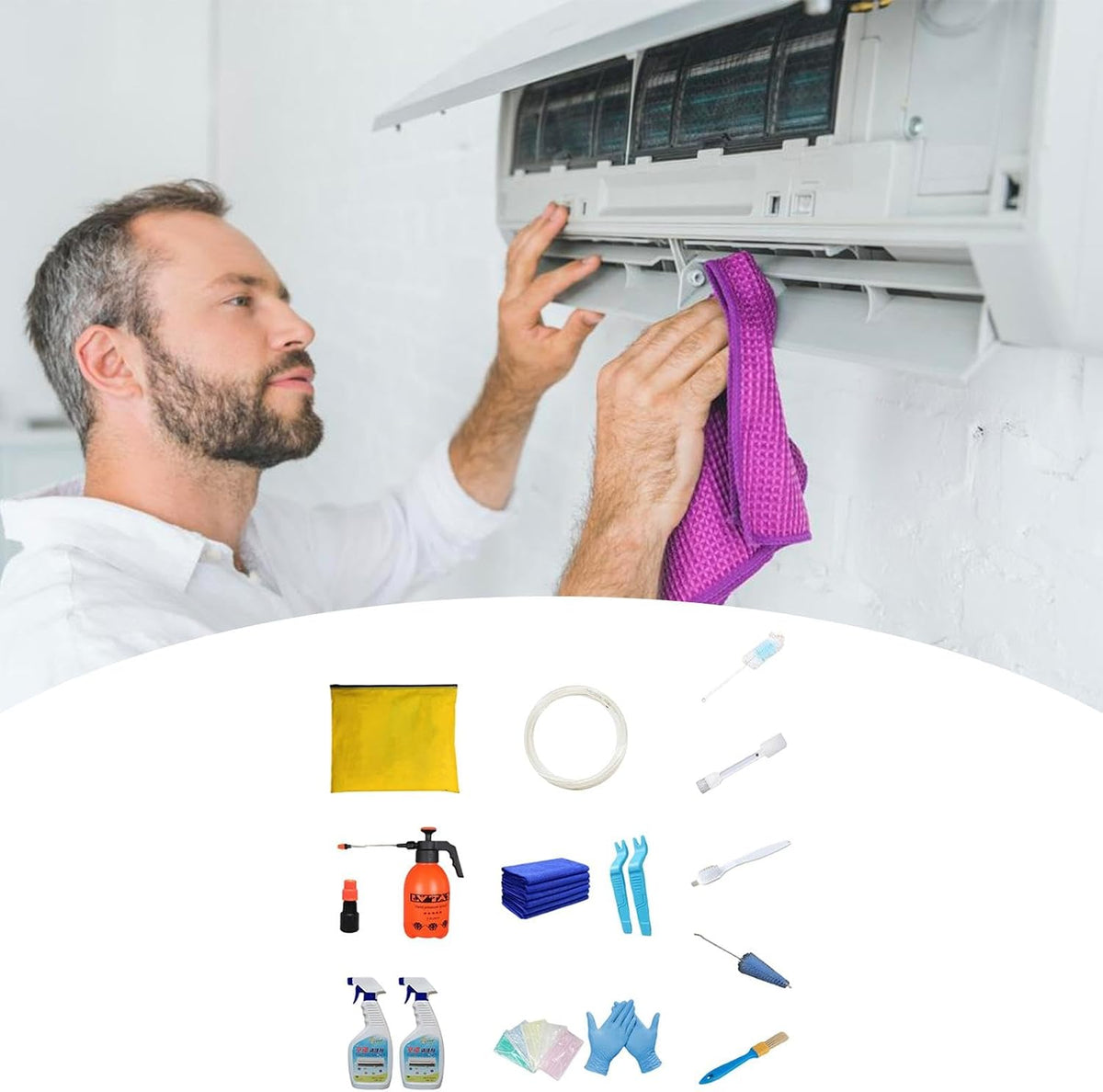  Kit De Nettoyant Climatisation Maison, 16 Nettoyeur Climatisation, Kit Nettoyage Climatisation Split, Kit Nettoyage Clim Pour Climatiseur Mural, Sac De Service De Nettoyage De Climatisation Étanche