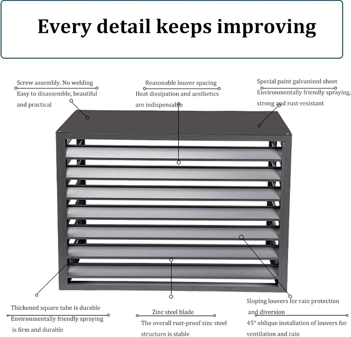  Housse De Climatiseur En Aluminium Toutes Saisons - Décoration Extérieure Pour Climatiseurs Et Poubelles - Protection Autonome Pour équipements Extérieurs