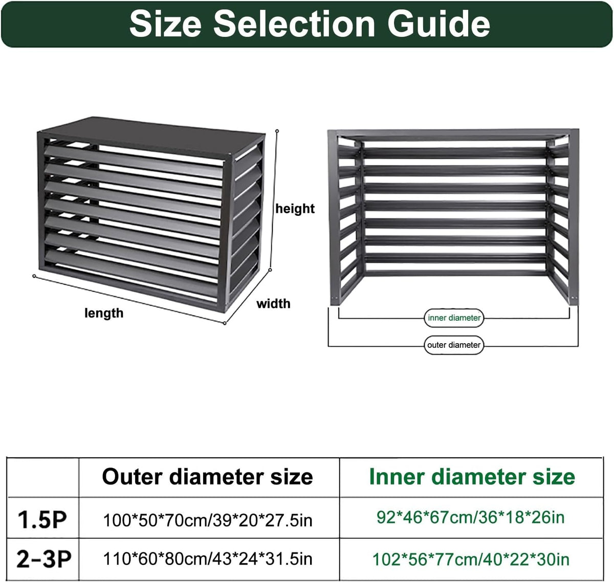 GENERIC Grille De Protection Pour Climatiseur, Cache-climatiseur De Fenêtre, Housses De Climatiseur Extérieures Pour Dissimuler Le Climatiseur Et Préserver L'intimité (Blanc 1,5p (4 Côtés))