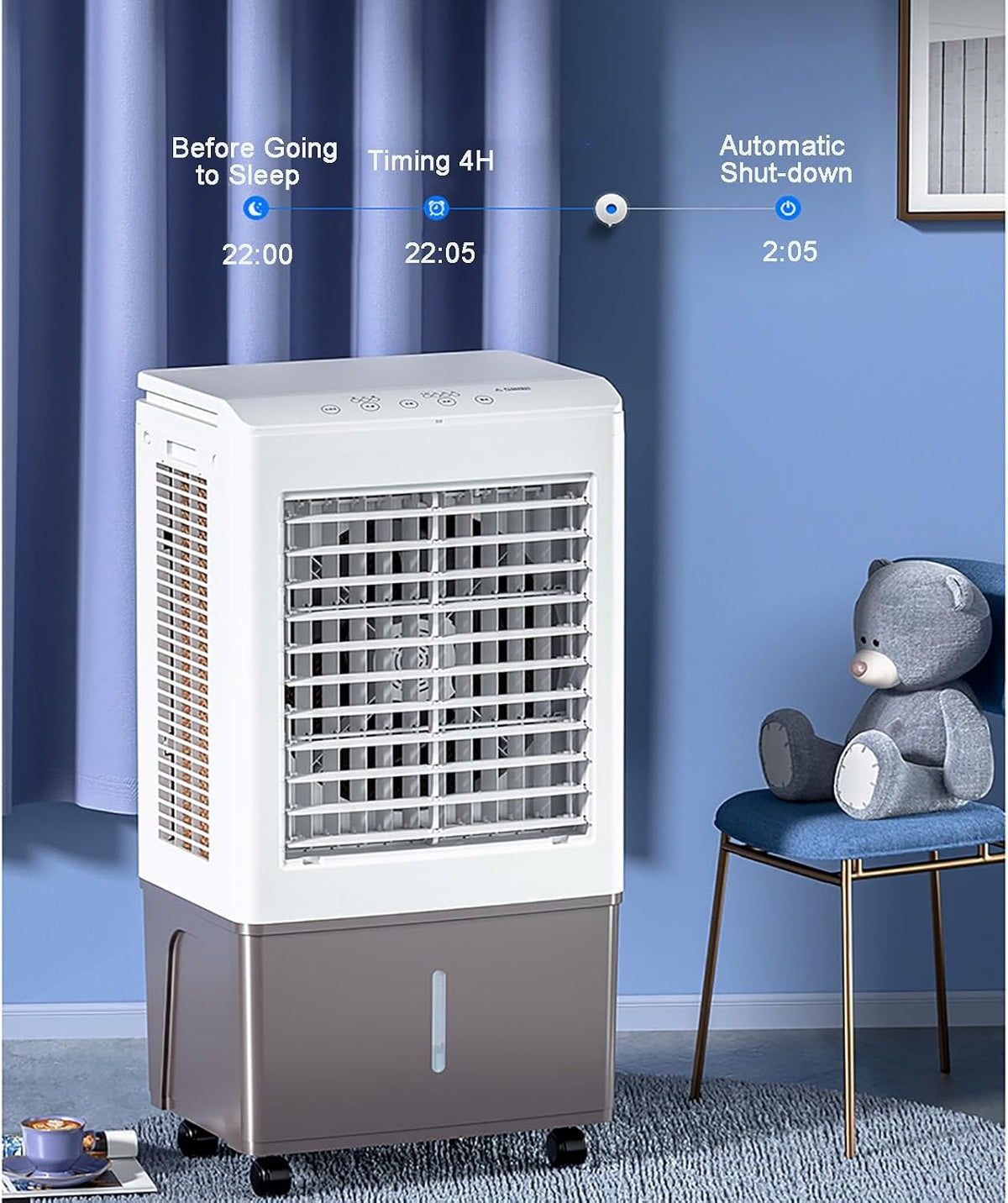 GENERIC Ventilateur De Refroidissement à évaporation 50 L Grand Réservoir D'eau 3 Vitesses Télécommande 7,5 H Minuteur Pour Un Refroidissement Efficace