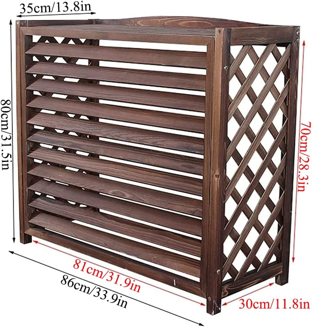 Housse De Protection Pour Climatiseur D'extérieur En Bois Massif, Support De Fleurs Pour Balcon En Bois, étagère De Rangement épaisse