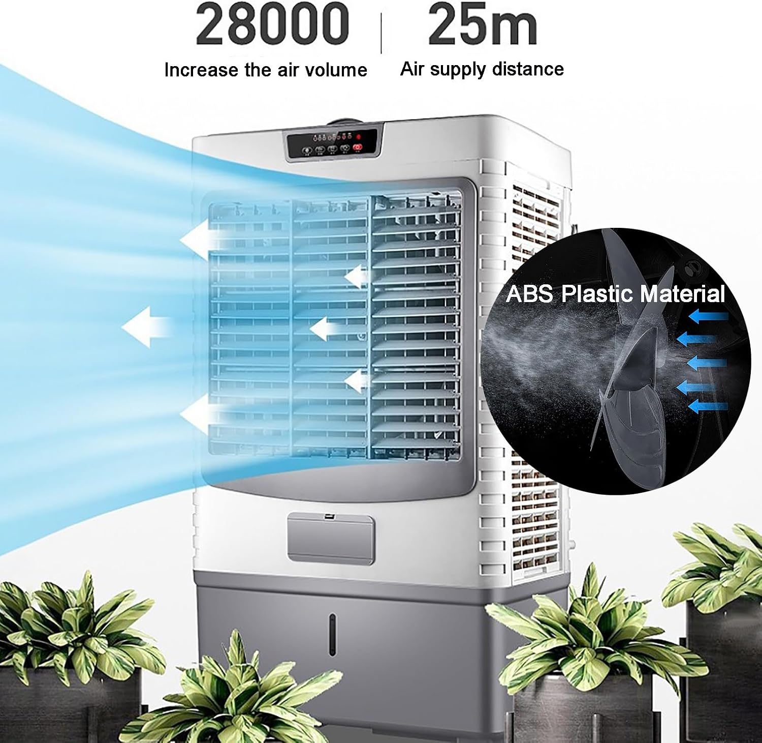 GENERIC Refroidisseur D'air évaporatif à 3 Vitesses, Ventilateur D'oscillation à 120 ° Avec Réservoir 55L, Unité De Refroidissement Portable Silencieuse Pour L'utilisation De Bureau à Domicile, énergétique Av
