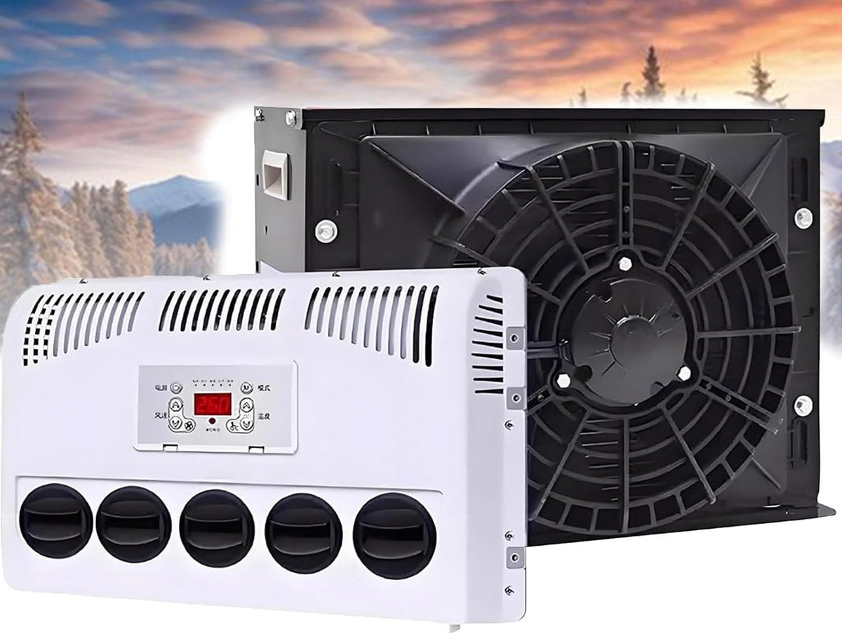 GENERIC Climatiseur De Cabine De Camion Divisé, 11 000 BTU à Refroidissement Rapide Divisé, Climatiseur 12 V/24 V Pour Semi-camions, Voiture, Bus, Camping-car, Caravane, Noir, 24 V