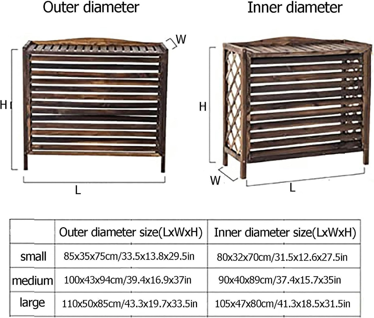 GENERIC Housse De Climatiseur D'extérieur En Bois Et Support De Fleurs à Persiennes En Bois Massif élégant Protecteur De Climatiseur Cache-radiateur à Vapeur Support D'affichage Multifonction