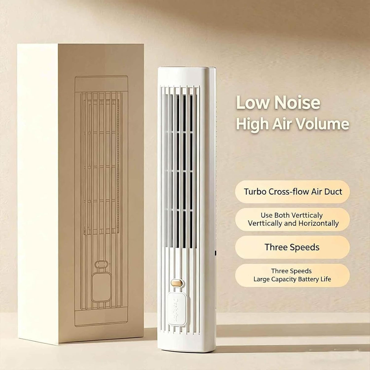 GENERIC Ventilateur De Bureau Portable Sans Pales à 3 Vitesses Pour Bureau, Chambre, Extérieur, Utilisation Horizontale Ou Verticale