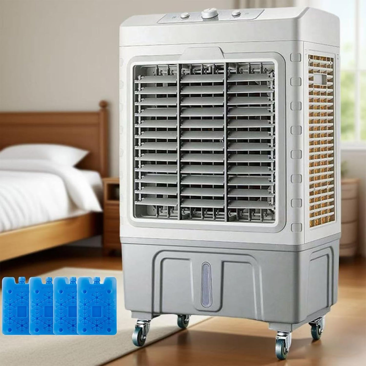 GENERIC Refroidisseur D'évaporation Portable à 3 Vitesses, Grand Réservoir De 55L, Climatiseur Oscillant à 12 ° Avec Roues Pour L'extérieur à Usage Commercial Et Refroidissement Intérieur