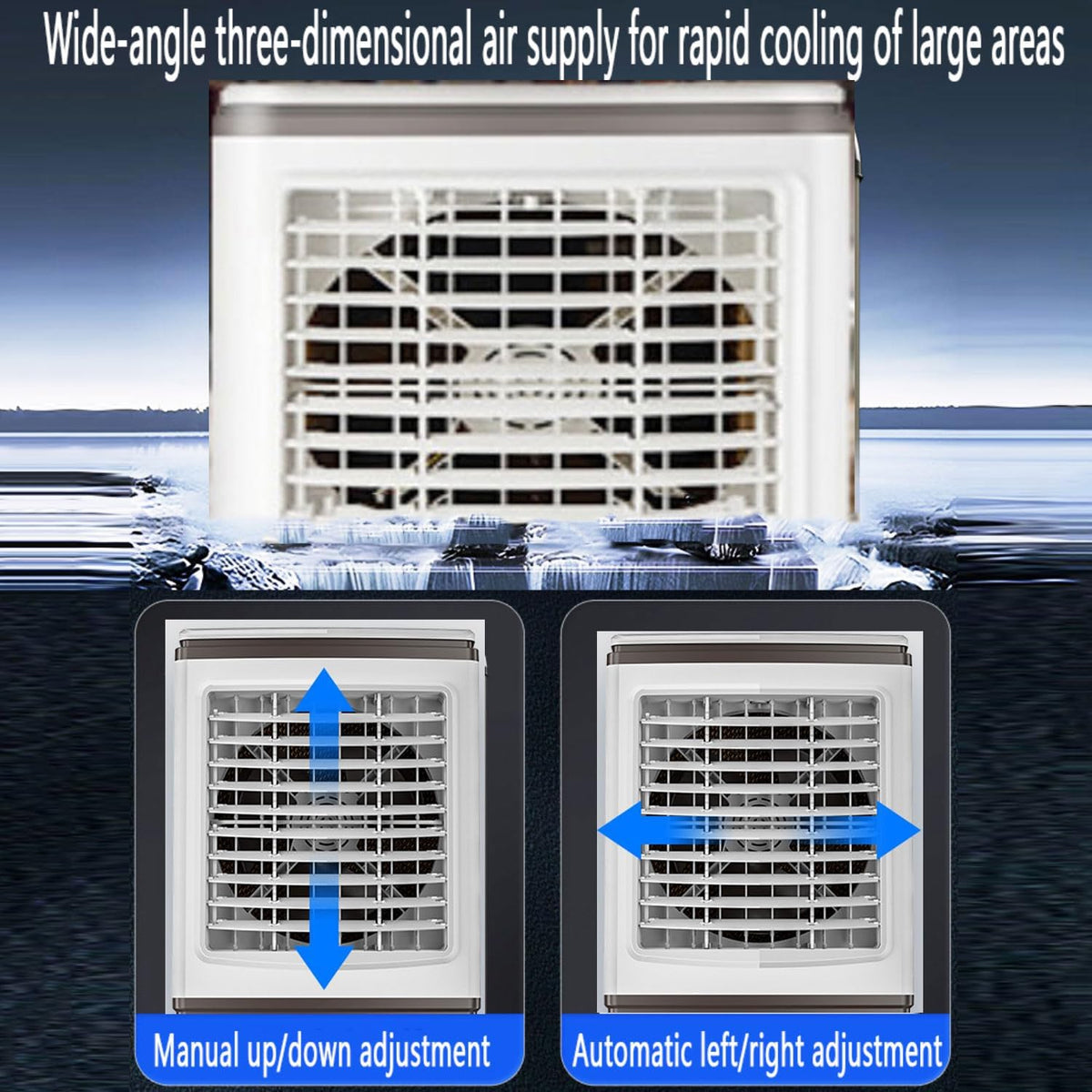 GENERIC Refroidisseur D'air Par évaporation Avec Ventilateur, Réservoir D'eau De 30 L, 3 Vitesses, Oscillation à 120°, 2 Blocs De Glace, Climatiseur Portable Pour Garage, Terrasse, Jardin Ou Usine.