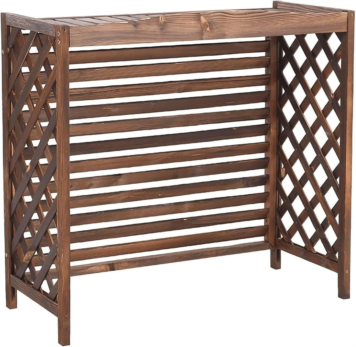 GENERIC Housse De Protection En Bois Massif Pour Climatiseur D'extérieur Avec Stores Et Grille Multifonctionnelle Pour Balcon Et Support De Fleurs, Facile à Assembler, Durable Et élégante Pour Une Utilisation