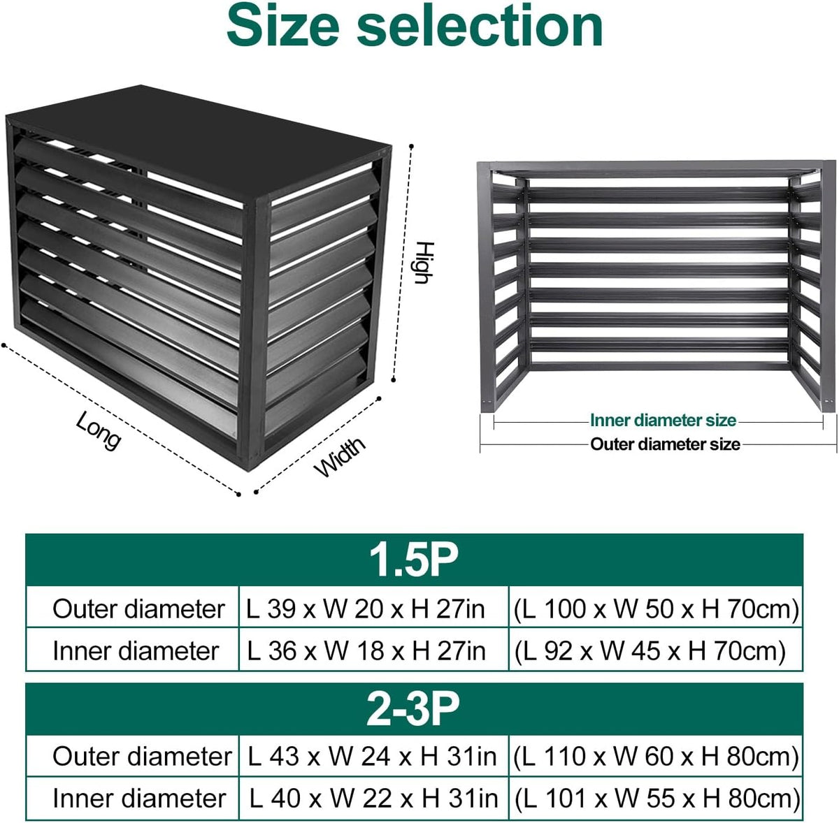 GENERIC Housse De Climatiseur Extérieur, Bouclier AC En Aluminium, Mini Condensateur Divisé, Housse Grise Résistante Aux Intempéries, Convient Pour 2-3 P, Et Accessoire D'extérieur élégant