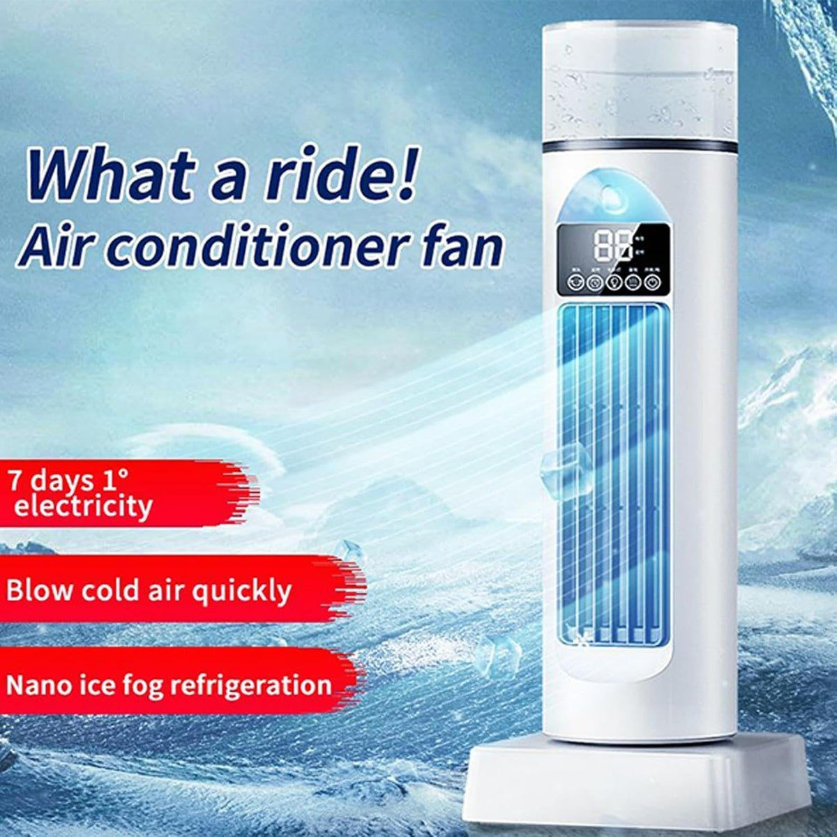 GENERIC Ventilateur De Climatisation – Climatiseur Portable, Humidificateur à Vitesses Réglables Par évaporation, Gadgets Cool Avec Minuterie Et Télécommande, Refroidisseur D'espace Sans Pales Pour La Maison