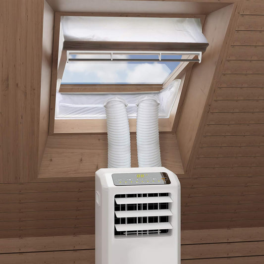  HOOMEE Tissu D’Isolation Pour Fenêtre à Pivot Central Avec Un Périmètre Allant De 381cm à 460cm - Pour Climatiseur Mobile Et Sèche-Linge - Adapté à Toutes Les Unités Mobiles De Climatisation