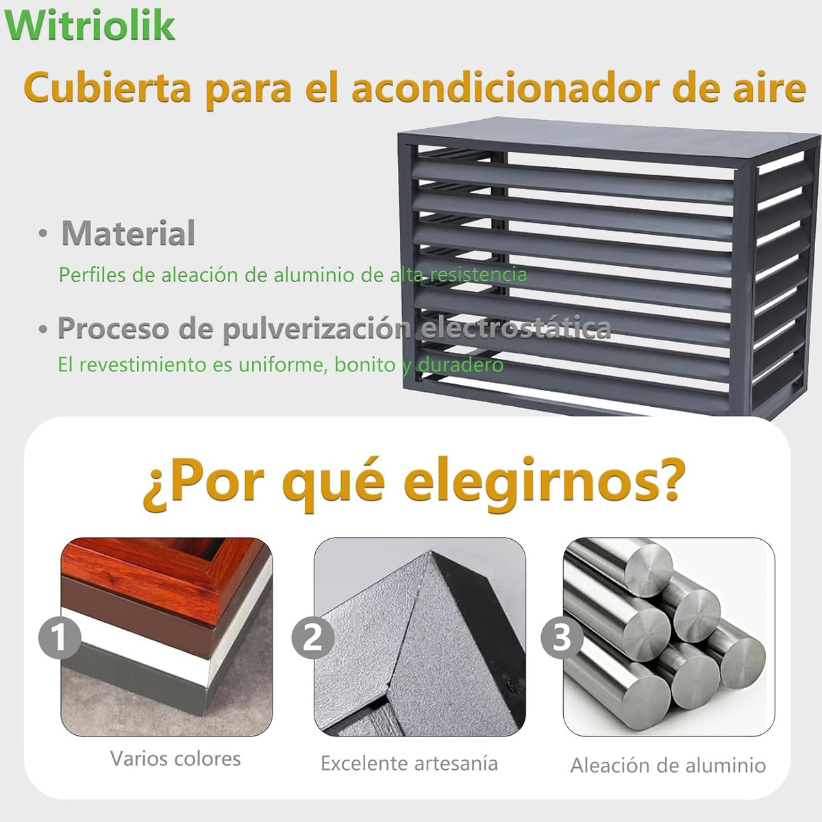GENERIC Clôture De Climatiseur En Aluminium Grain De Bois – Housse De Protection Extérieure Pour Unités 2–3P (L 110 X L 60 X H80) – Écran De Pompe à Chaleur Pour Protection D'unité De Condensateur