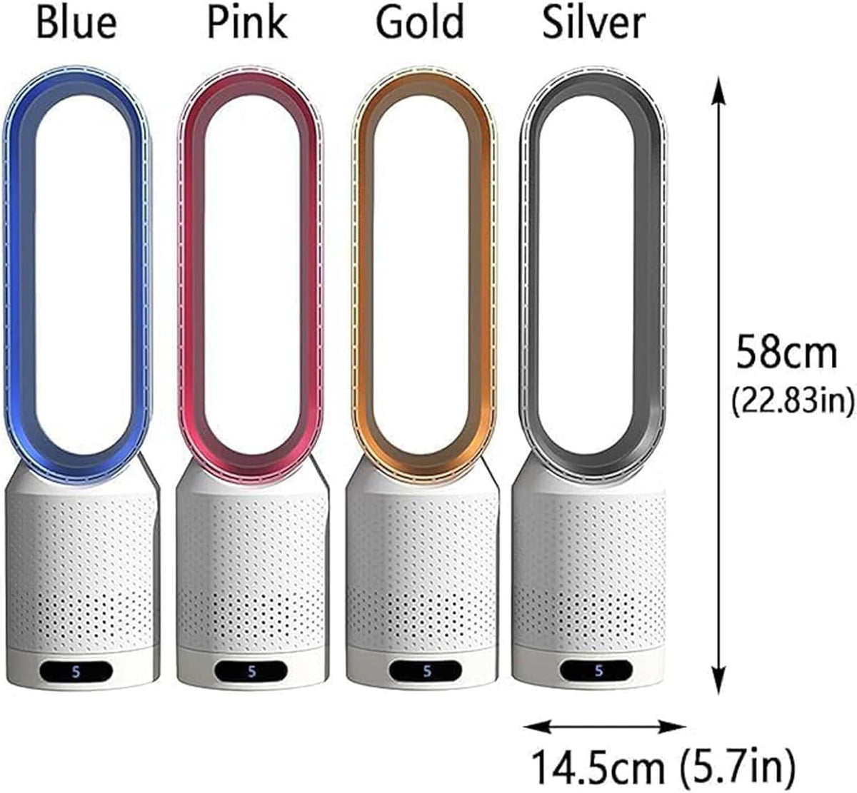 GENERIC Ventilateur Tour 3 En 1, Ventilateur De Refroidissement Sans Pales De 58,4 Cm Avec Télécommande, Ventilateur De Bureau Oscillant à 90°, Minuterie 2H, Circulation D'air Silencieuse Pour Chambre à