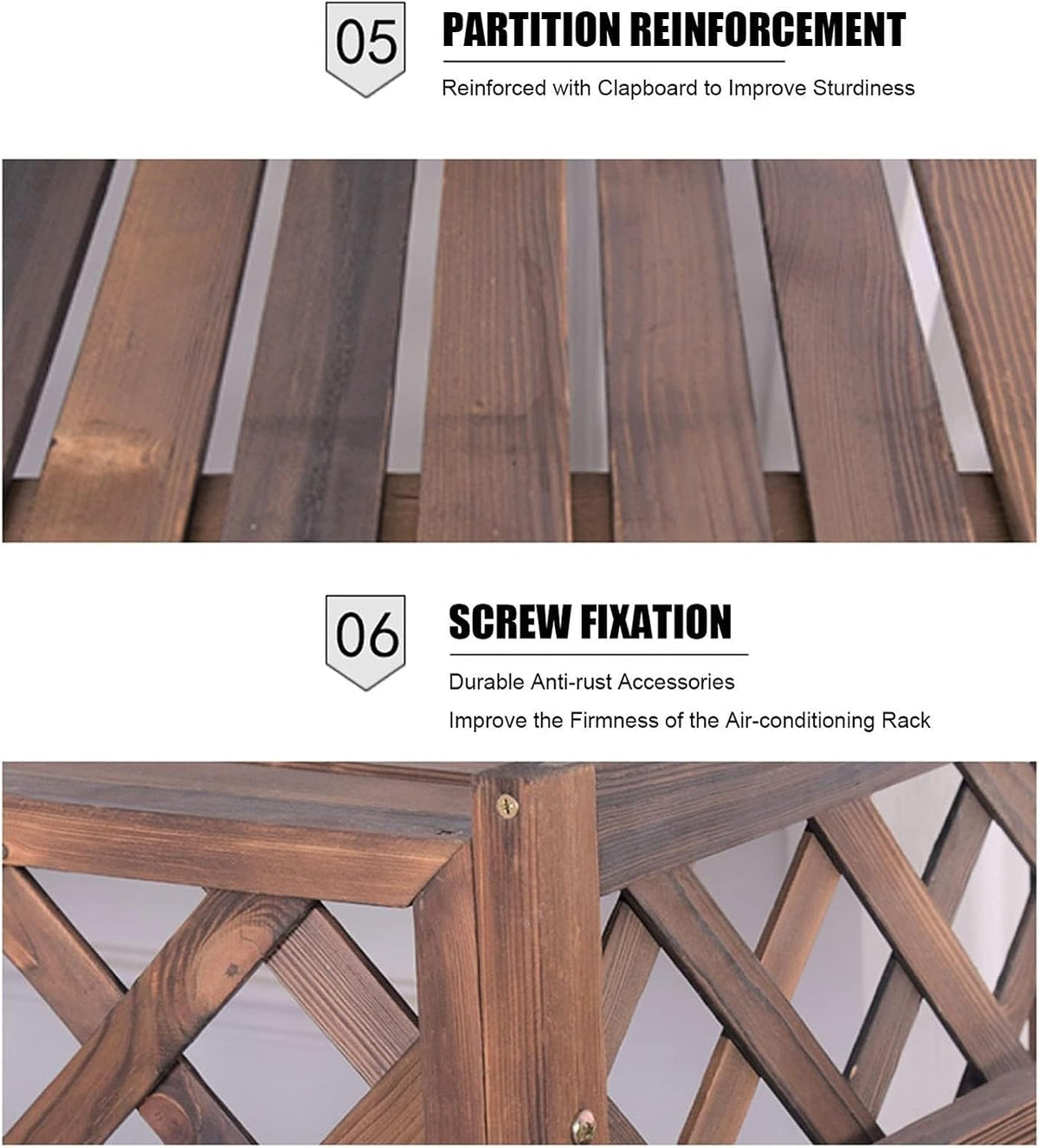 Housse De Protection En Bois Massif Pour Climatiseur - Brise-vue Décoratif Pour Volet Et Poubelle - Pompe à Chaleur - Support De Fleurs Pour Une Utilisation En Extérieur