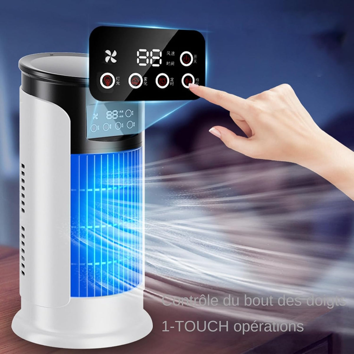  Ventilateur Climatiseur | Ventilateur Personnel Portable Rafraîchisseur D'Air | Vitesses Réglables - Réservoir 300ml - Silencieux Pour Bureau, Domicile Et Voyage