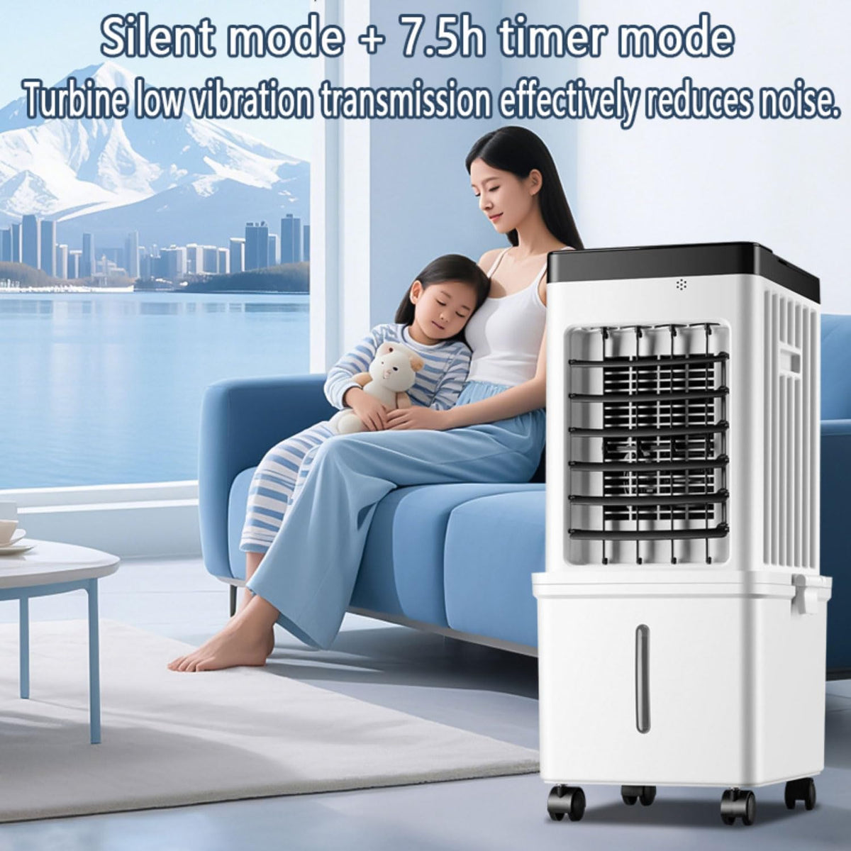 GENERIC Refroidisseur D'air Portable à évaporation Avec Oscillation à 90°, 4 Blocs De Glace, Télécommande, 3 Modes, 3 Vitesses Et Minuterie De 7,5 H Pour La Maison Et Le Bureau