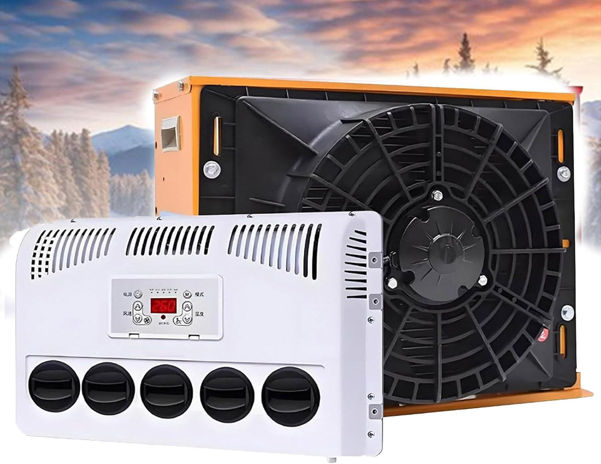 GENERIC Climatiseur De Cabine De Camion Divisé, 11 000 BTU à Refroidissement Rapide Divisé, Climatiseur 12 V/24 V Pour Semi-camions, Voiture, Bus, Camping-car, Caravane, Noir, 24 V