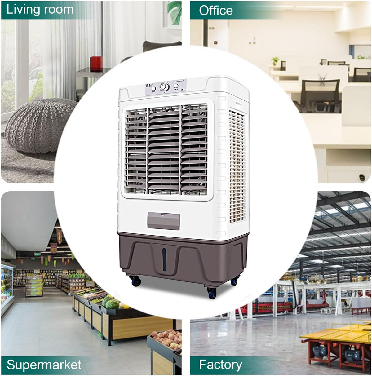 GENERIC Refroidisseur D'air Par évaporation Oscillant à 120°, 3 Vitesses De Vent, Grand Réservoir D'eau De 90 L Pour Un Refroidissement Efficace Dans Les Espaces Intérieurs Et Extérieurs
