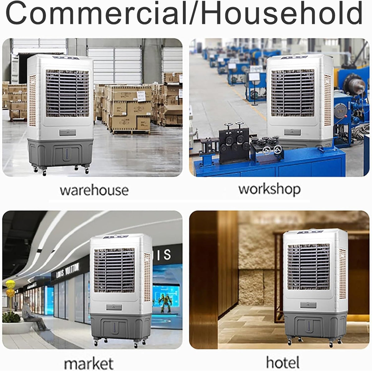 GENERIC Refroidisseur Par évaporation Portable, Ventilateur Oscillant 120°, 3 Vitesses, Grand Réservoir D'eau, Blocs De Glace Inclus Pour La Maison, La Terrasse, Le Garage, Le Refroidissement Extérieur