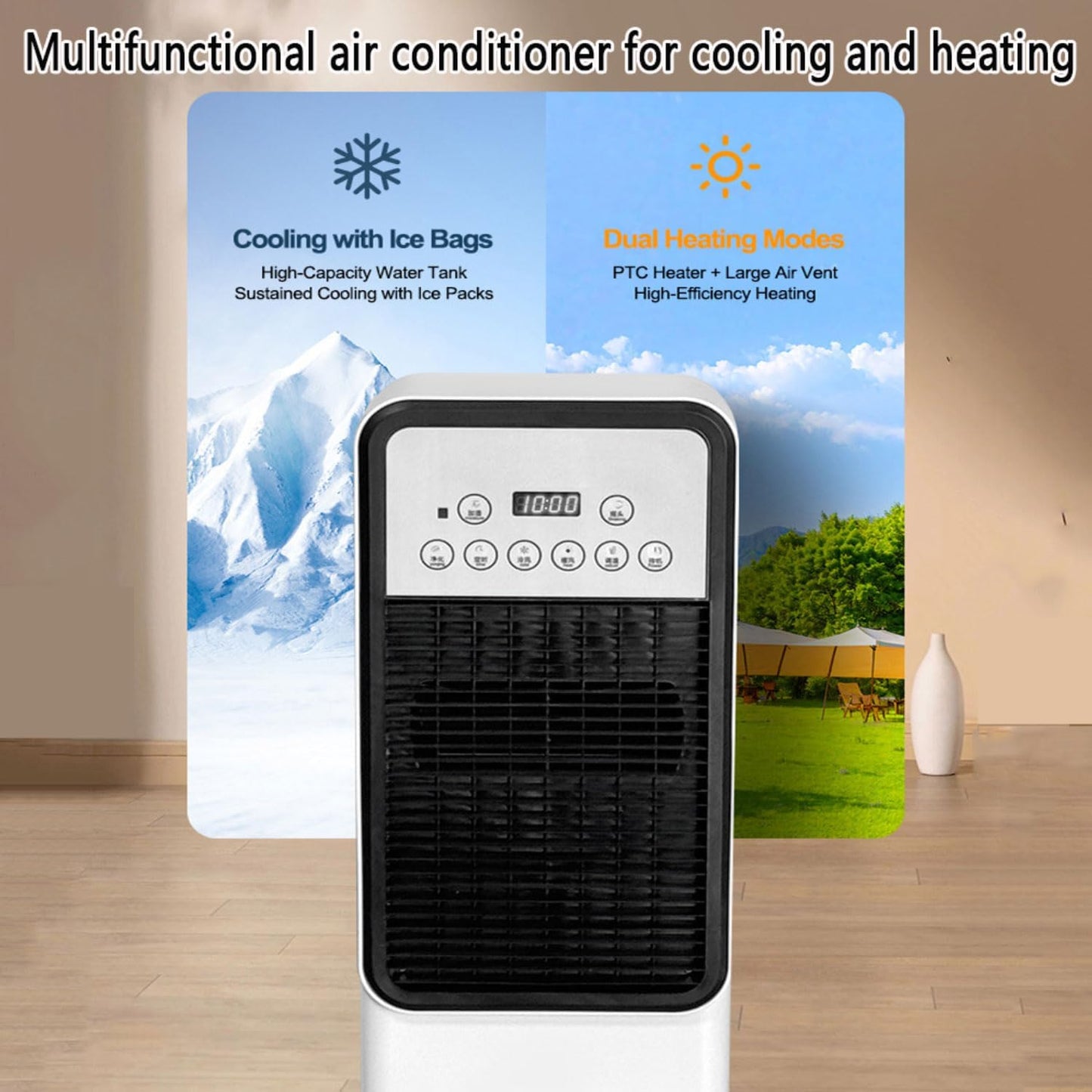 GENERIC Refroidisseur D'air Portable Avec Télécommande, Réservoir 3L Et Packs De Glace, 4 Modes, 3 Vitesses, Oscillation De 120 °, Refroidisseur évaporatif Silencieux Pour Chambre à Coucher, Bureau, Refroidis