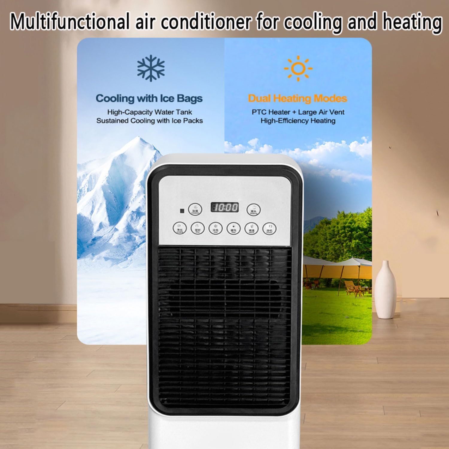 GENERIC Refroidisseur D'air Portable Avec Télécommande, Réservoir 3L Et Packs De Glace, 4 Modes, 3 Vitesses, Oscillation De 120 °, Refroidisseur évaporatif Silencieux Pour Chambre à Coucher, Bureau, Refroidis