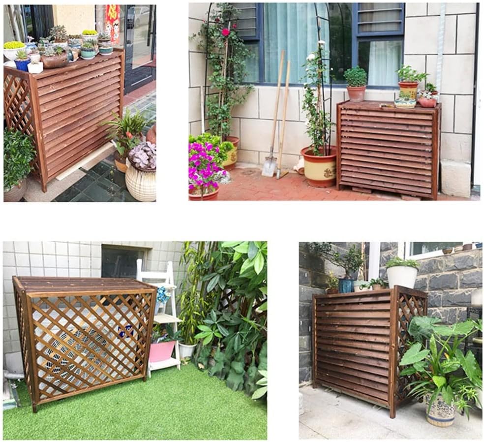 GENERIC Housse De Protection Imperméable En Bois Massif Pour Climatiseur - Clôture Extérieure - Support De Fleurs En Bois Et Grille De Persienne (L 110 X 50 X 85 Cm)