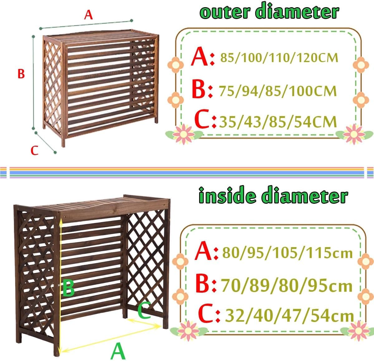 GENERIC Housse De Protection Pour Climatiseur D'extérieur – Bois Massif Robuste Anti-corrosion Design élégant Pour Cacher Les Unités De Climatisation Et Le Stockage Des Plantes – Protection Résistante Aux