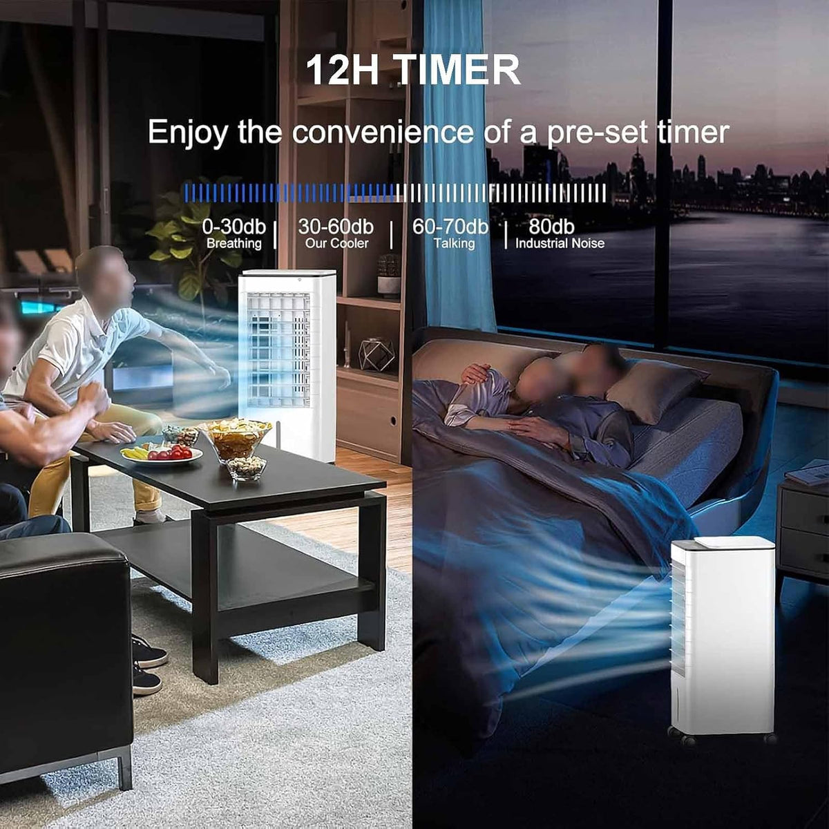 GENERIC Refroidisseur D'air Par évaporation, Ventilateur Oscillant à 90° Avec Télécommande, Minuterie 15h, 3 Vitesses Et 3 Modes, Grand Réservoir, Pour Chambre à Coucher Et Bureau