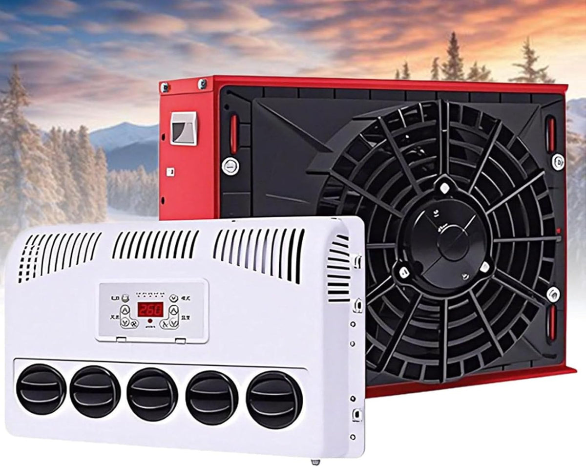 GENERIC Climatiseur De Cabine De Camion Divisé, 11 000 BTU à Refroidissement Rapide Divisé, Climatiseur 12 V/24 V Pour Semi-camions, Voiture, Bus, Camping-car, Caravane, Noir, 24 V