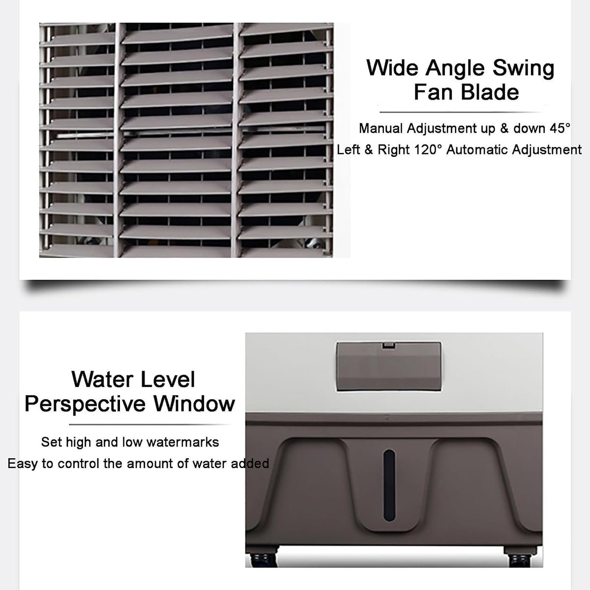  Industrial Evaporative Air Cooler With 120° Oscillation, 50L Water Tank, 3 Speeds & 6 Ice Packs For Large Rooms, Patios, Garages