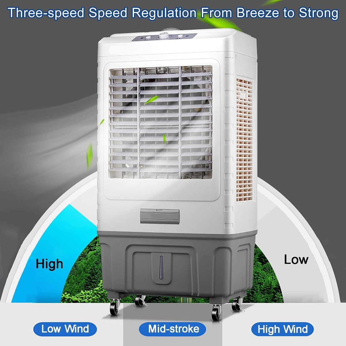 GENERIC Refroidisseur D'air évaporatif à 3 Vitesses 120 Ventilateur Portable Oscillant Avec Réservoir 50L Pour L'intérieur Extérieur Garage Commercial Utilisation Faible Bruit Efficace Refroidissement