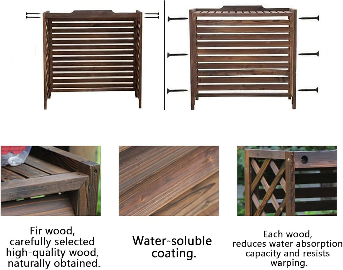  Housses De Protection En Bois Rustique Pour Climatiseur, écran De Clôture Pour Climatiseur Extérieur, Housse De Protection Pour Climatiseur Extérieur, Pour Cacher Les Poubelles