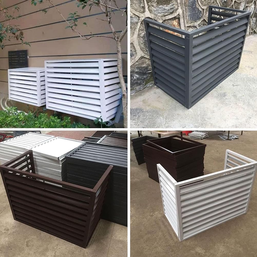 GENERIC Couvercle En Aluminium Pour Mini Pompe à Chaleur Et Fente, écran De Clôture Extérieur à 3 Panneaux, Réduction Du Bruit, 110 X 80 X 60 Cm, Ion Marron Pour Climatiseurs