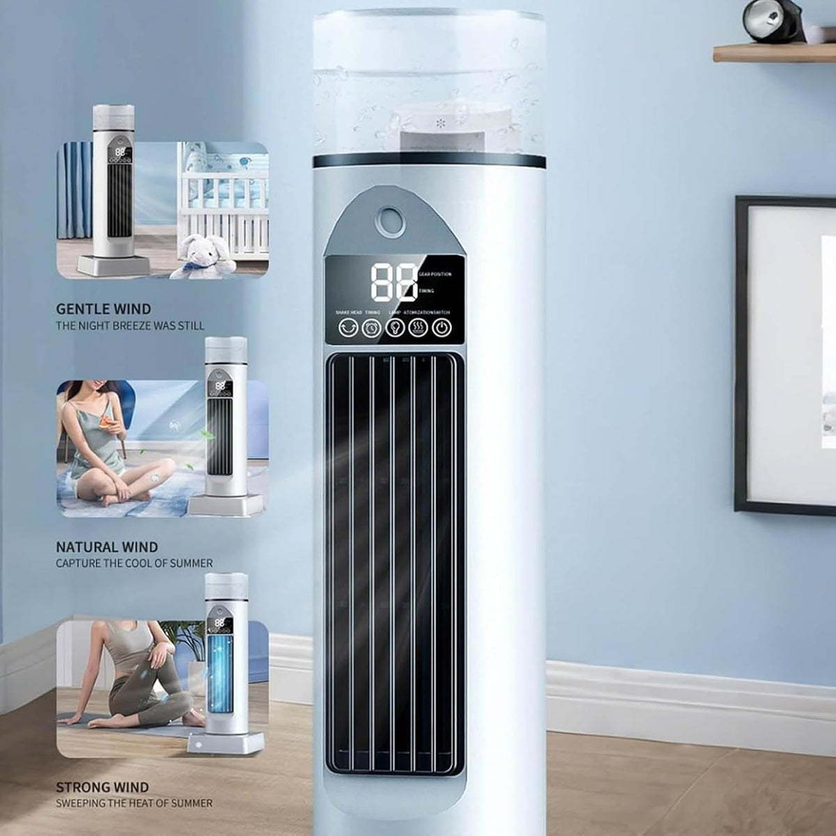 GENERIC Ventilateur De Refroidissement à Air Oscillant Avec Télécommande, Silencieux, 6 Vitesses, Minuterie 6 H, Refroidissement Du Réservoir D'eau Pour La Maison, Le Bureau, L'intérieur Du Garage