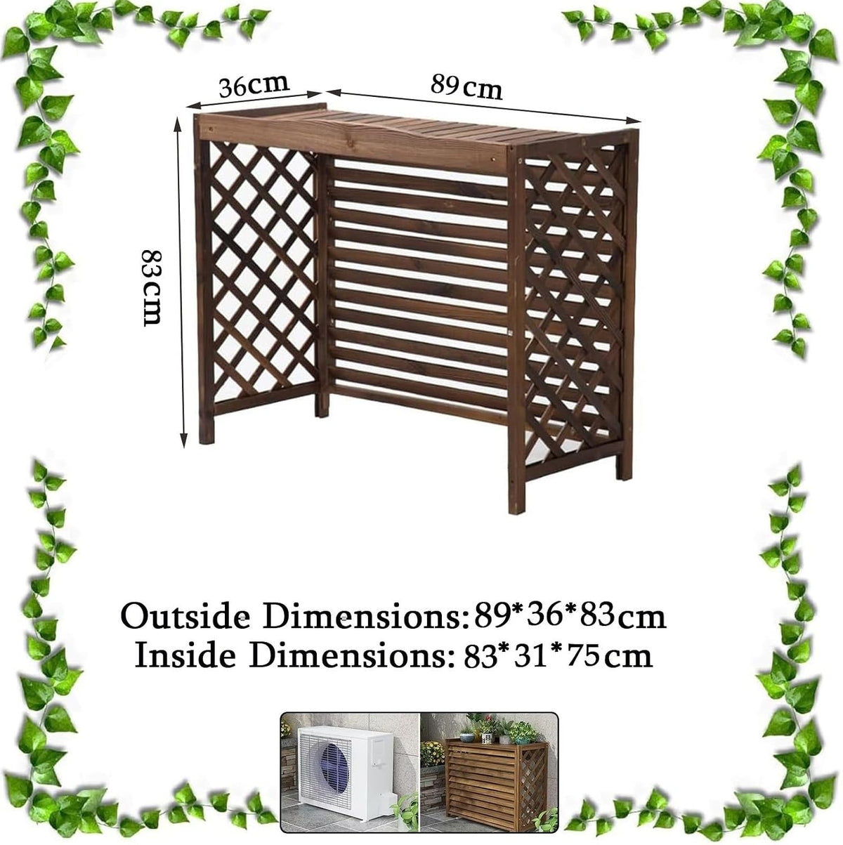  Housses De Protection En Bois Rustique Pour Climatiseur, écran De Clôture Pour Climatiseur Extérieur, Housse De Protection Pour Climatiseur Extérieur, Pour Cacher Les Poubelles