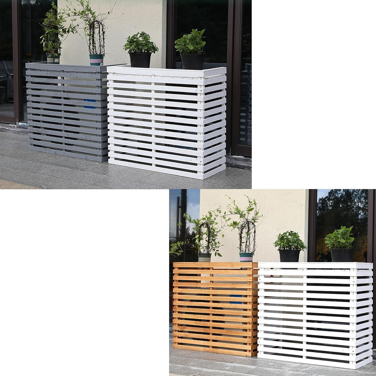  Housses Décoratives Pour Climatiseur Pour Une Utilisation En Extérieur – Housse En Bois Pour Unité De Climatisation Et Support De Plante Avec Protection Supérieure – Housses De Clôture élégantes Pour
