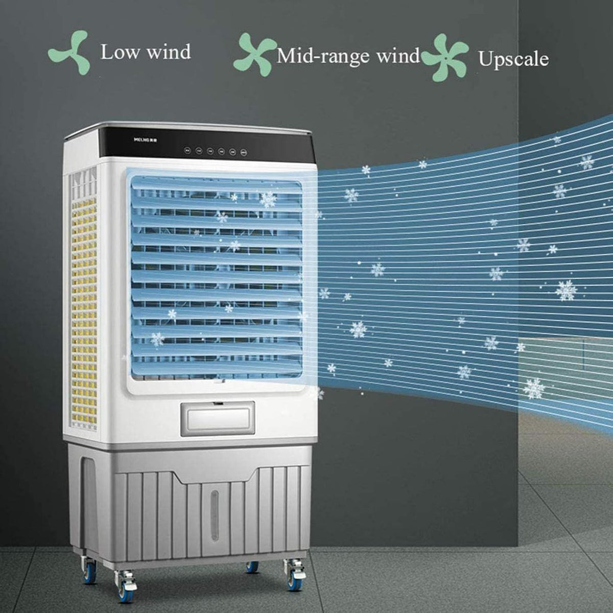  Climatiseur Mobile, Refroidisseur D'air Par évaporation 3 En 1, 3 Vitesses De Vent, Réservoir D'eau De 50 L, Avec 6 Glacières Et Télécommande, Minuterie De 1 à 7 H, Ventilateur Portable